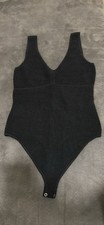 American Eagle Women's Ribbed Knit Sleeveless Bodysuit Black Size M