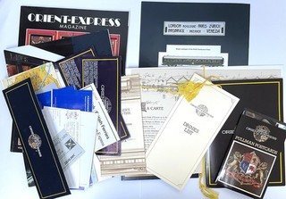 Orient Express Venice Simplon railway train memorabilia 1991 menus luggage tags