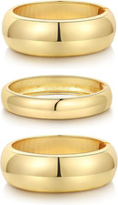 2-3Pcs Chunky Gold Bangle Bracelets for Women Non Tarnish Stackable 14K Gold Pla