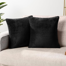 Black Throw Pillow Covers 18x18 Set of 2, Decorative Pillow Cases for Bed Sofa C