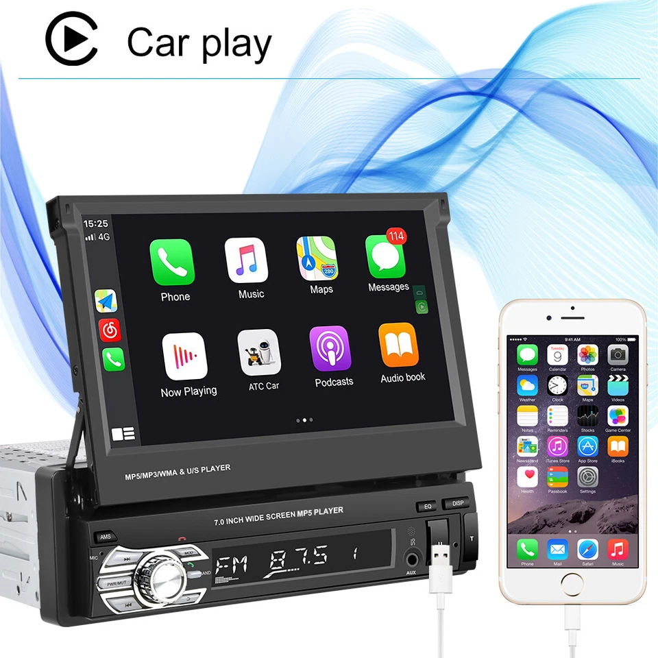 Single 1Din 7 Zoll Autoradio Apple CarPlay & Android Auto Touchscreen Bluetooth - Bild 2 von 4
