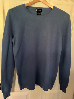 C by Bloomingdale's ply Cashmere Blue Long sleeves Cozy Knit
