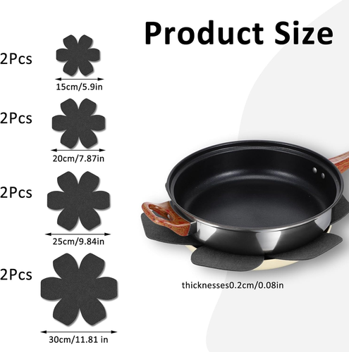 8Pcs Pot Protectors for Stacking,Black Pan Protectors for Stacking,4 Different S - Afbeelding 2 van 12