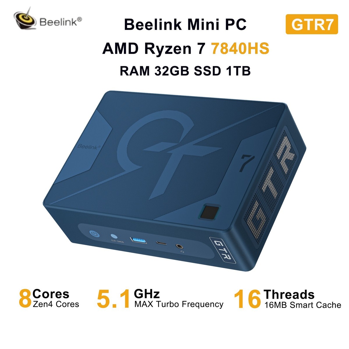 Beelink Gaming Mini PC GTR7 AMD Ryzen 7840HS 32GB 1TB DP PC DDR5