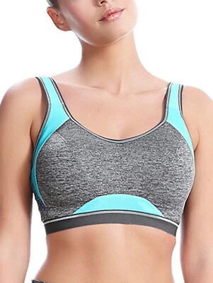 NWT~ Freya Active sz 40B Epic Underwire Crop Top Sports Bra Carbon aqua gray X5