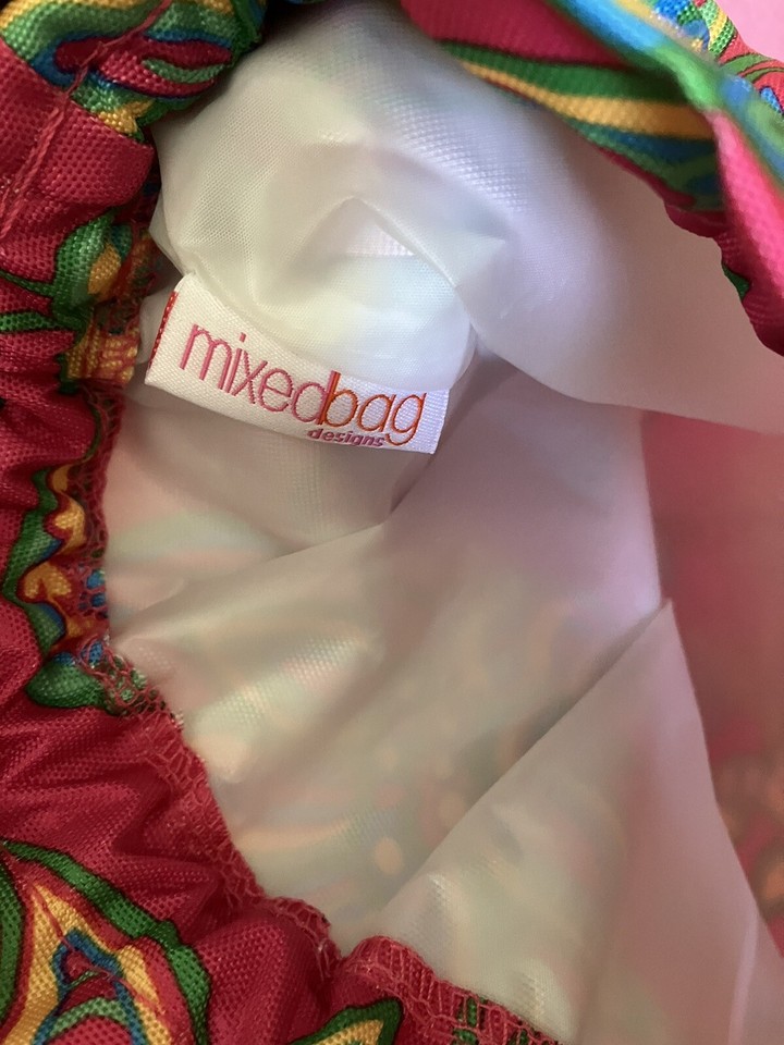 Drawstring Pouch Bag, 12 Inch High, Pink With Paisley Print, Mixed Bag