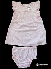 Nordstrom Baby NWOT Pink Ruffled 100 Cotton Knit Dress  Diaper Cover-9 Mos