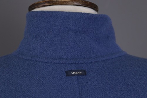 S'MAX MARA Blue Wool Angora Silk Lightweight Long Coat Size EU38 / US8 / GB10 - Picture 13 of 20