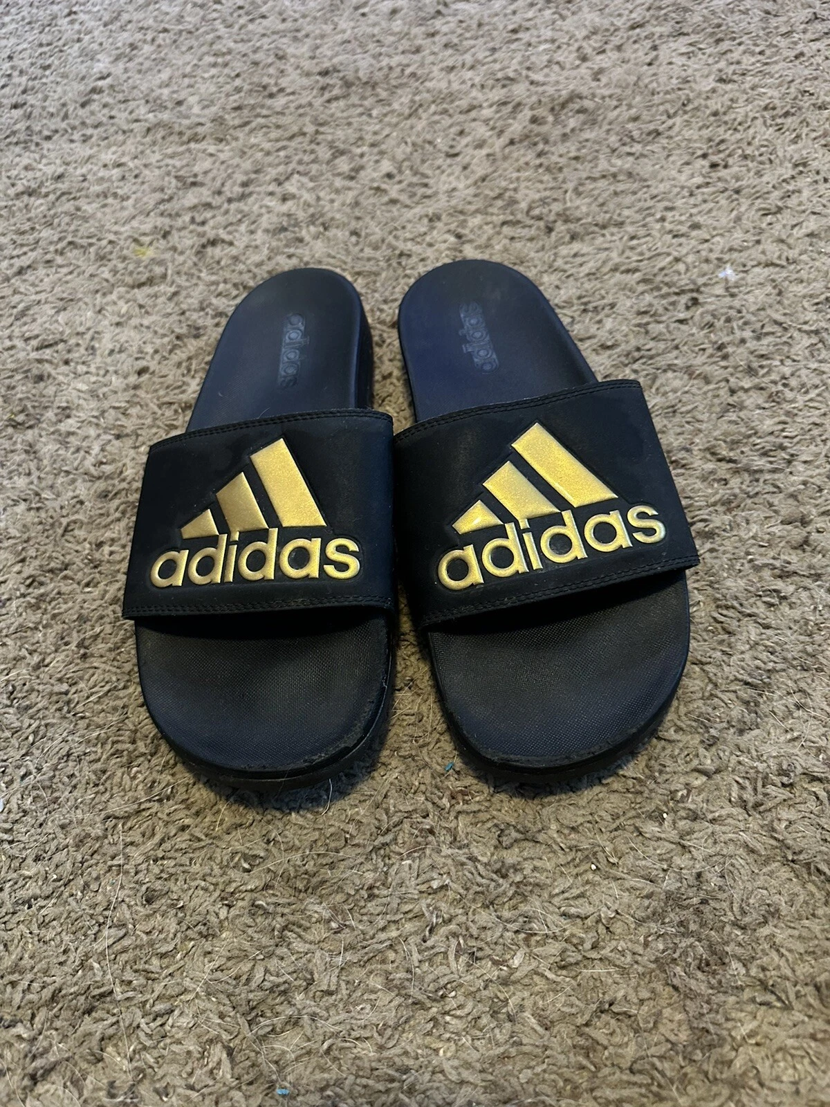 Adidas Sandalo Uomo Adilette Comfort Slides Nero Oro Taglia US 9