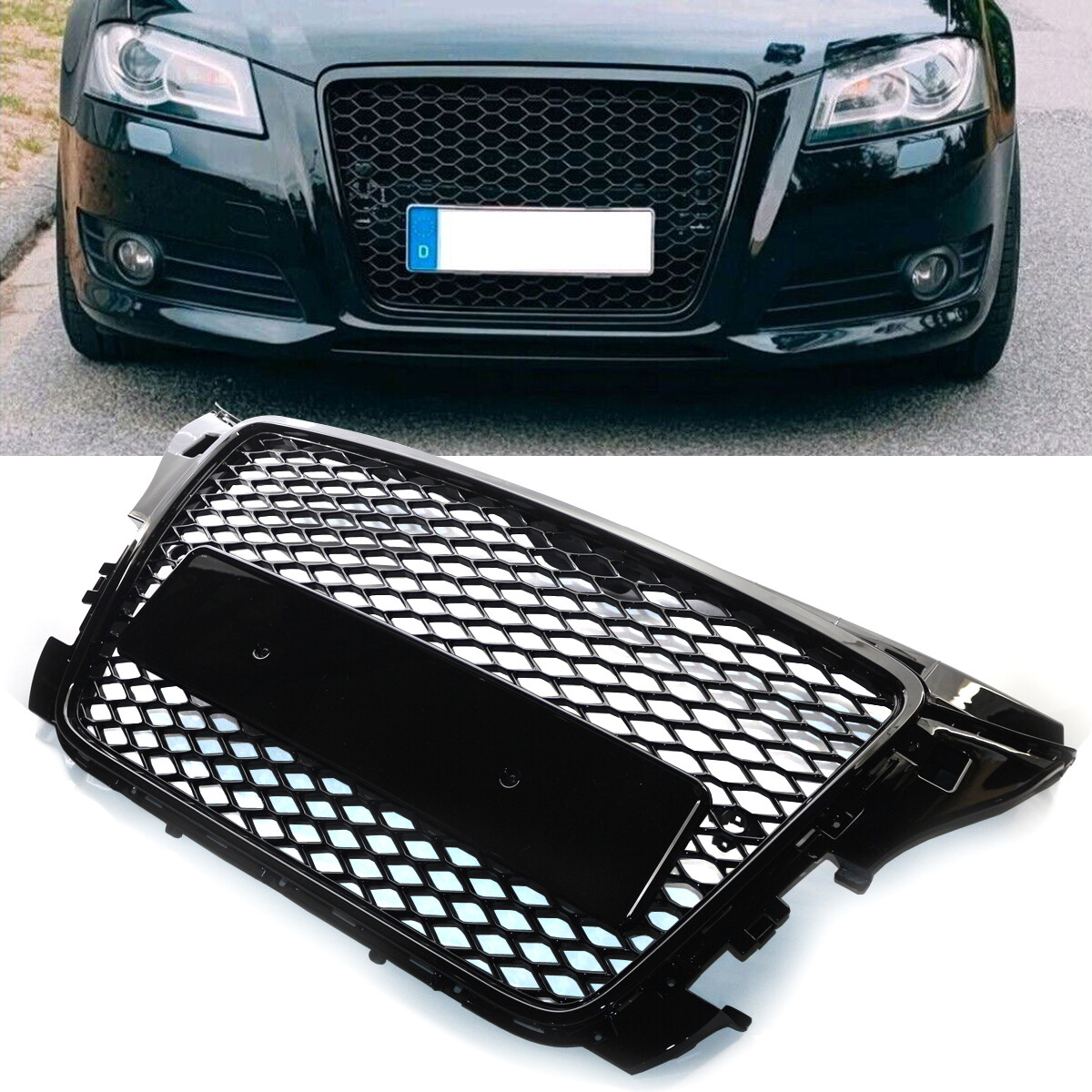 Honeycomb Mesh Front Radiator Bumper Grille For Audi A3 8P S3 RS3 Facelift 08-12