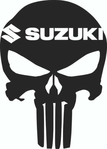 2x Suzuki Punisher Schädel Aufkleber Aufkleber Motorradhelm SUV ATV LKW Anhänger - Bild 1 von 2