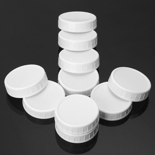 10 Plastic Storage Caps Screw Lids Ribbed for Regular Mouth Mason Jar Bottle eBay