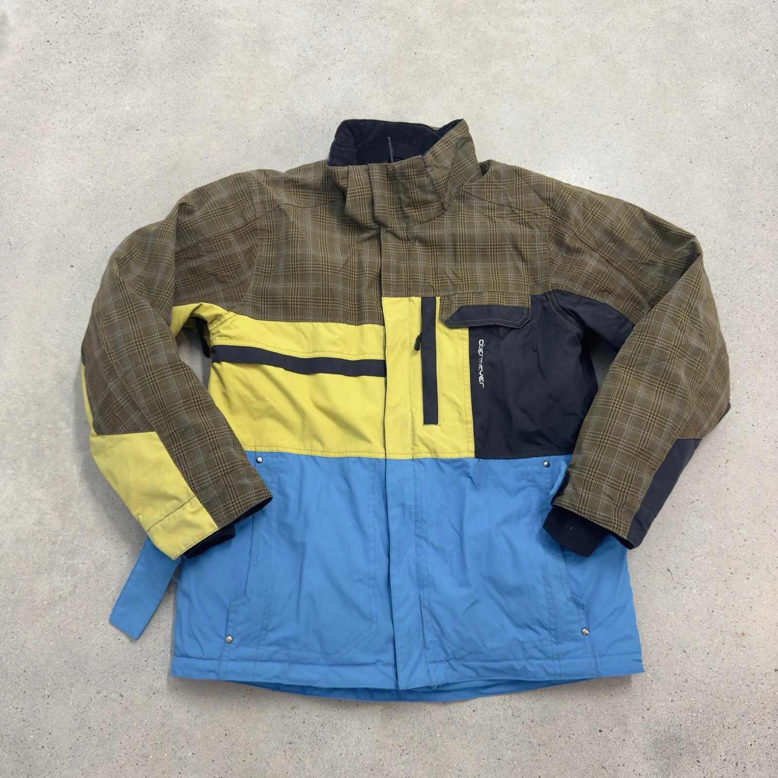 Obermeyer Boys Ski Hixcy Jacket Color Block Plaid Pockets Outdoor Sz 16 Juniors