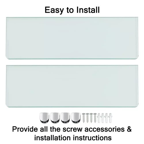 Floating Glass Shelves for Bathroom Tempered Glass Shelf for Wall 15 x 5 Inch... - Picture 8 of 8