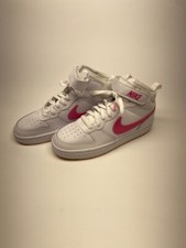 Nike Court Borough Mid 2 Kids White Pink Leather High Top Sneaker sz 6Y