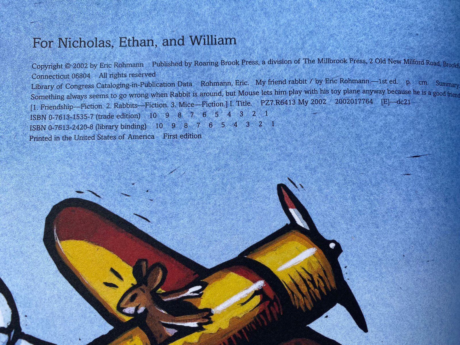 My Friend Rabbit: A Picture Book Eric Rohmann Signed 1st Ed Printing ...
