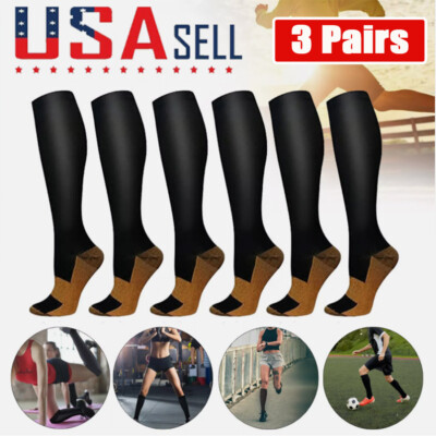 Copper Compression Socks for Men/Women Circulation 3/6 Pairs 20-30mmHg Stockings