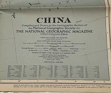 China June 1945 Map by National Geographic 37x26&rdquo; Cartography Asia Ephemera