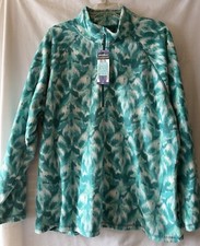 EDDIE BAUER, WOMEN'S XXL, TURQUOISE LEAF PULLOVER FLEECE, 1/4 ZIP, 70 NEW TAGS