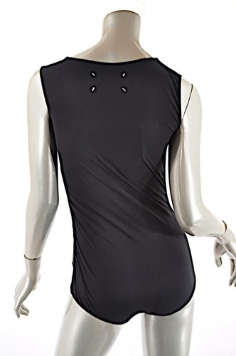Camiseta deportiva de nailon de cuero negro Maison Martin Margiela sin etiquetas $695 42 US6 - Imagen 5 de 6