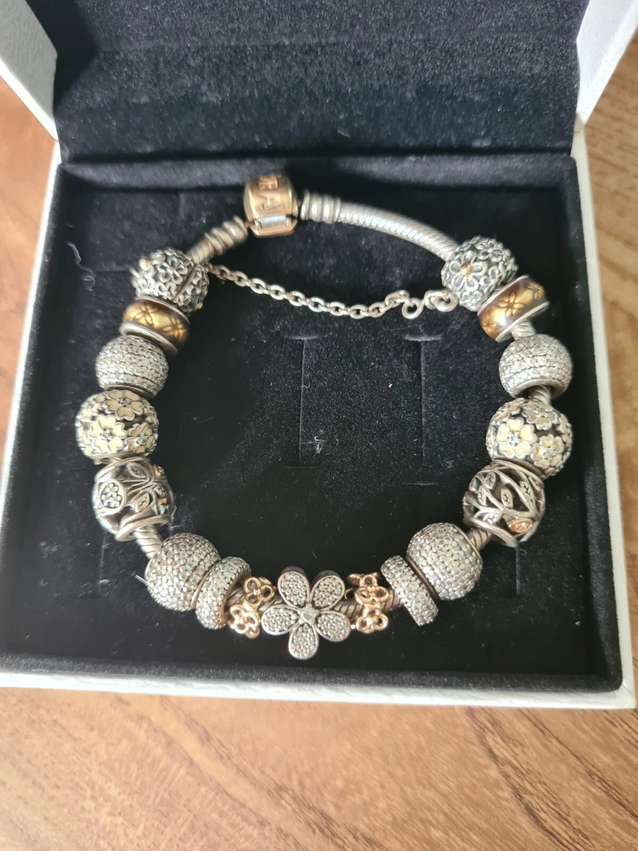 pandora two tone bracelet gold and silver eBay