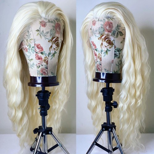 Long Wavy Bleach blonde Synthetic Hair Heat Resistant Lace Front Wig