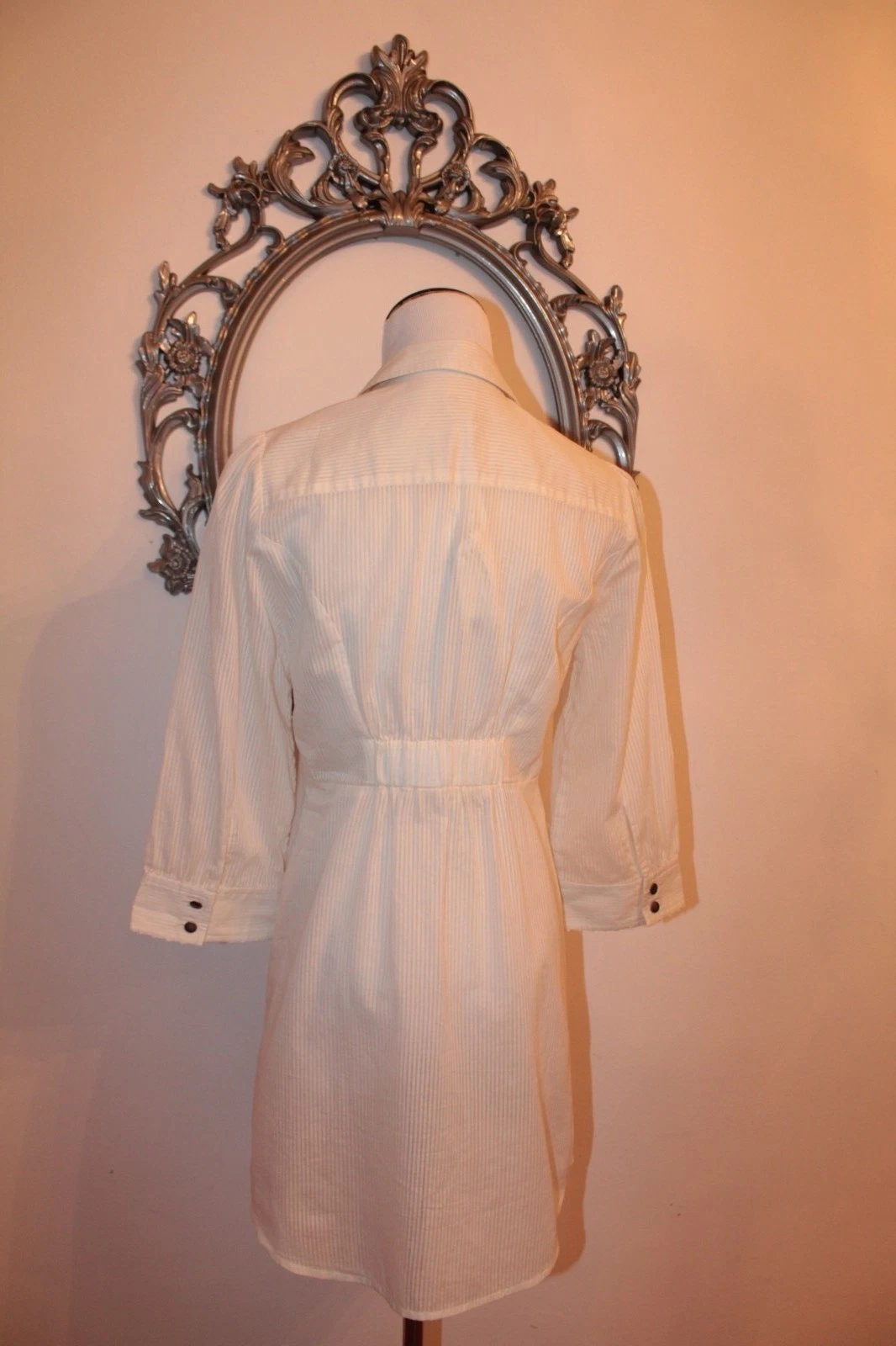 OFF WHITE Abito Camicia Nuovo Edme Asyllte by Anthropologie Bottoni 100% Cotone Off White 6 S