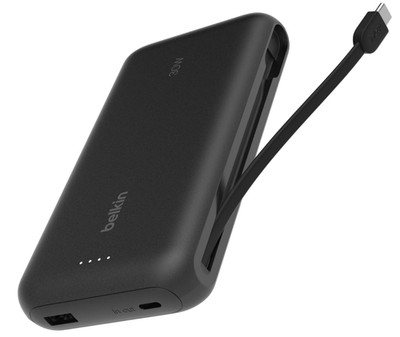 Belkin Portable Powerbank zum Schnellladen mit integriertem Kabel 20K PD 30 W