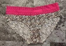 NWOT VICTORIA'S SECRET MEDIUM PINK LEOPARD CHEETAH LACE RARE HIPHUGGER PANTIES