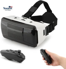 VR Headset for Smartphones with Bluetooth Controller, Ultra-Wide Viewing Angle,