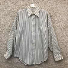 VINTAGE Arrow Kent 2 Dress Shirt 16 Adult Blue Striped Long Sleeve Pocket Mens