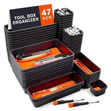 Tool Box Organizer, Tool Drawer Organizer Tray Divider, Toolbox Orange (47PCS)