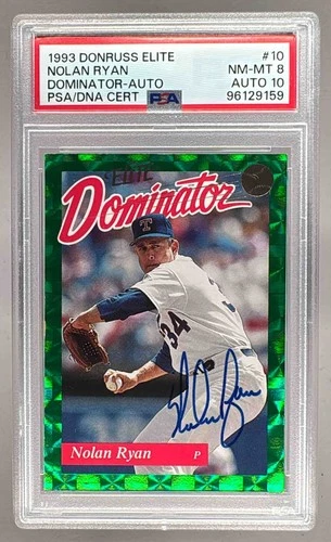 Nolan Ryan 1993 Donruss #10 Elite Dominators Auto 1690/5000 PSA 8/10