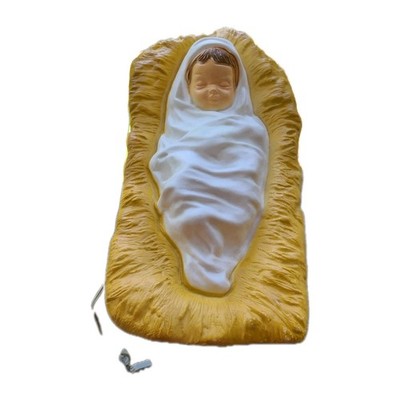 Vintage Santa's Best Baby Jesus Manger Blow Mold Lighted Yard Decoration 18''