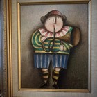 Lot 2 Signed J. Roybal Oil Paintings Lady Cello & Horn Whimsical Original Framed — photo 7