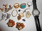 Estate Junk Drawer Lot Sterling Silver 14k GF Jewelry Watch Vintage Earring Ring