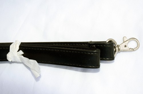 Black Leather Crossbody Replacement Shoulder Strap for Purse or Bag, NEW - Picture 2 of 3