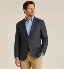 Ralph Lauren Blazer Mens 48L Navy Blue Houndstooth Sport Coat Classic 2 Button