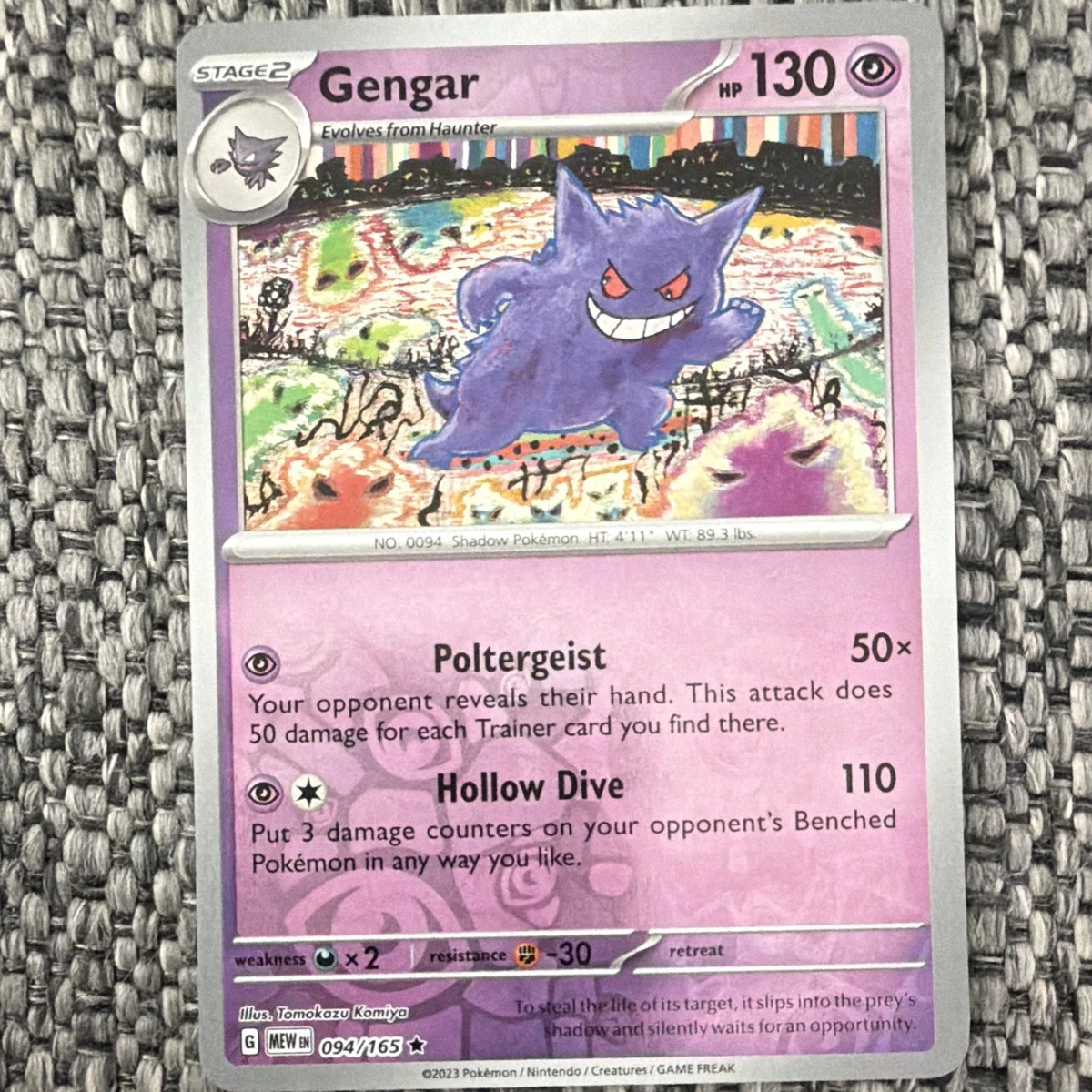 gengar pokemon 151 card Japanese 094/165 Pokémon REVERSE Sv2a new dawn in Kanto Pokemon - Gengar 094/165 Scarlet