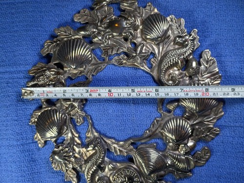 UK Godinger Sea Treasures Silver Plated 9” Decorative Wall Plaque Trivet SeaLife - Afbeelding 5 van 9