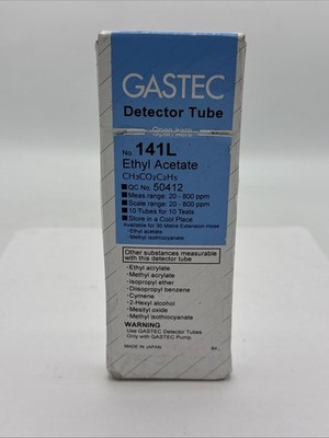 Gastec 141L Detector Tubes, Ethyl Acetate, 20-800 ppm, Box of 10 Each