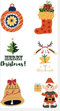 Christmas Scrapbook Sticker Set 4" x 7" Sheet Ornament Elf Bell Stocking Tree