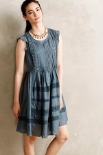 Vanessa Virginia Marit Pleated Beaded Dress Boho Festival Size Extra Small