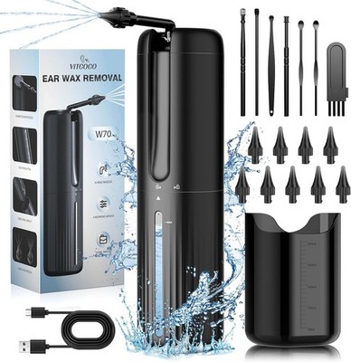 Ohrensauger Set: 2000mAh Akku, 10 Ohr-Tipps, Doppeltank & 4 Reinigungsstufen