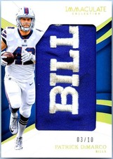 PATRICK DIMARCO 2018 IMMACULATE GOLD GAME USED JERSEY PATCH SP 3/10 BILLS