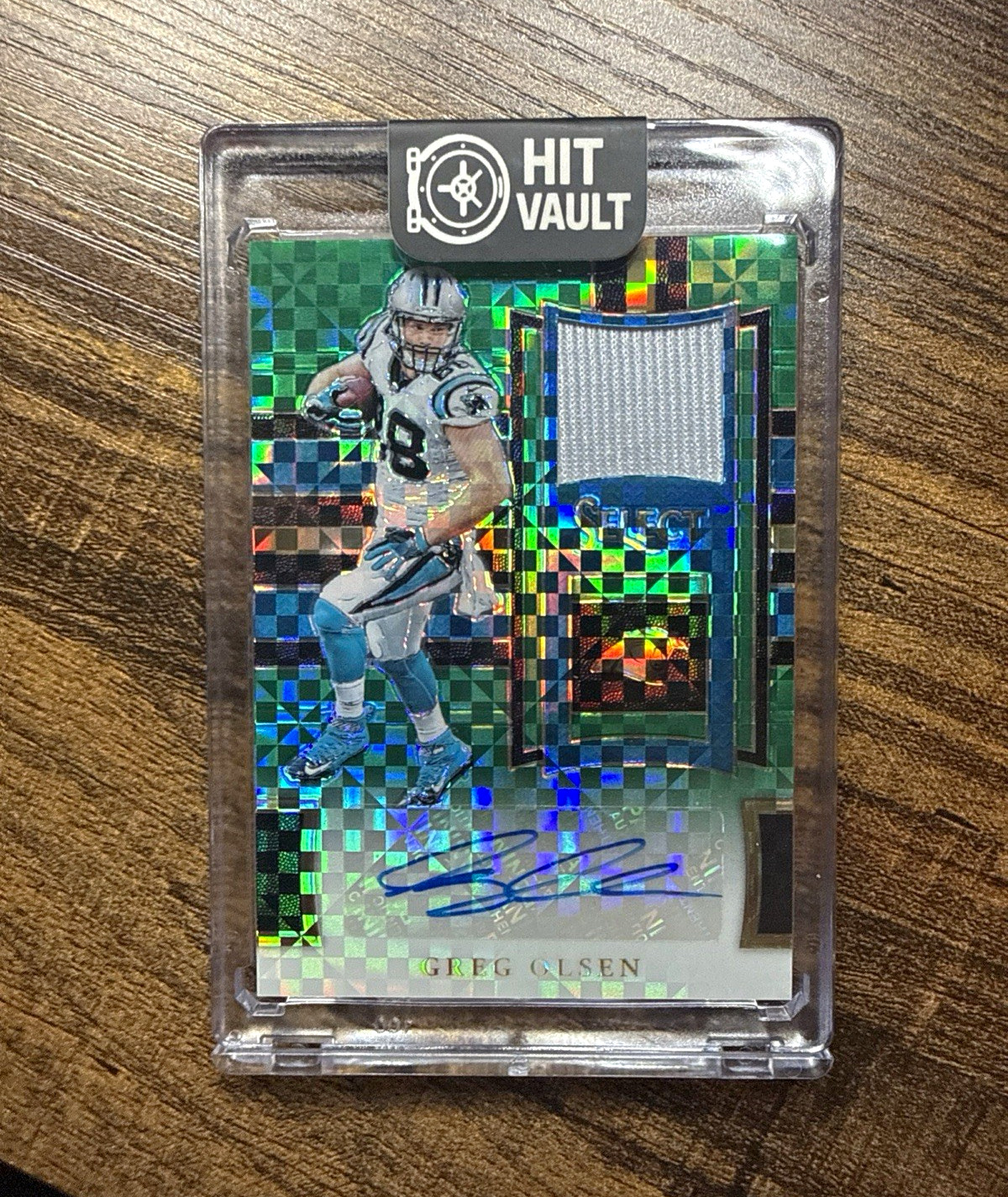 Panini 2017 Select Green Prizm Patch Auto Greg Olsen Panthers #MP-GO 3/5
