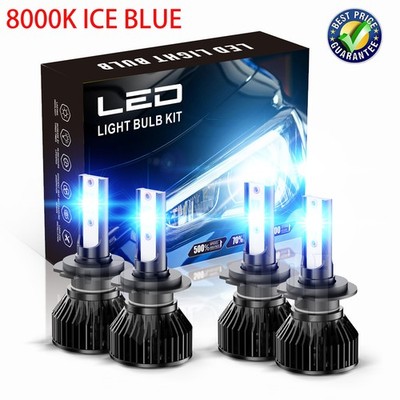 For Mercedes-Benz R350 2006-2013 4x 8000K Ice BLUE LED Headlight High/Low Bulbs