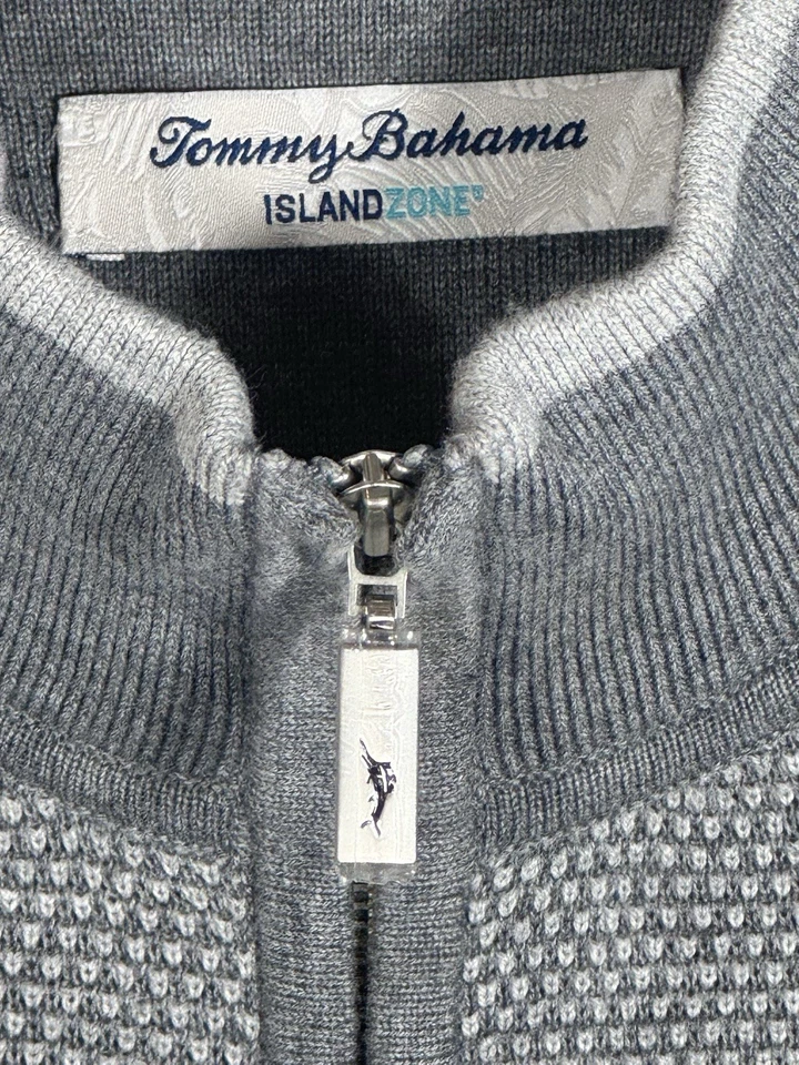 Tommy Bahama IslandZone Vest Men’s XL Gray Knit 1/2 Zip Sleeveless Pullover - Image 3 of 4