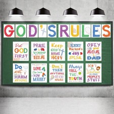 20 Pieces Ten Commandments Poster for Kids Christian Bible Verse Poster