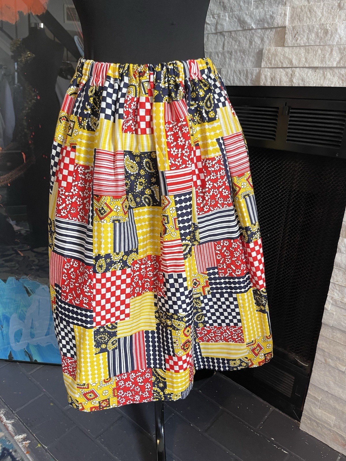 Vintage Handmade Patchwork A Line Full Skirt - image 4